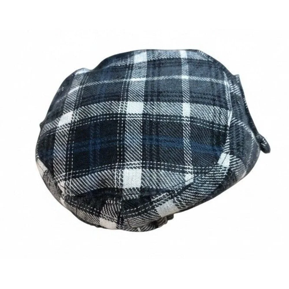 Scala Pronto Hat One Size Plaid Newsboy Cabbie Black White Baker Boy Vintage